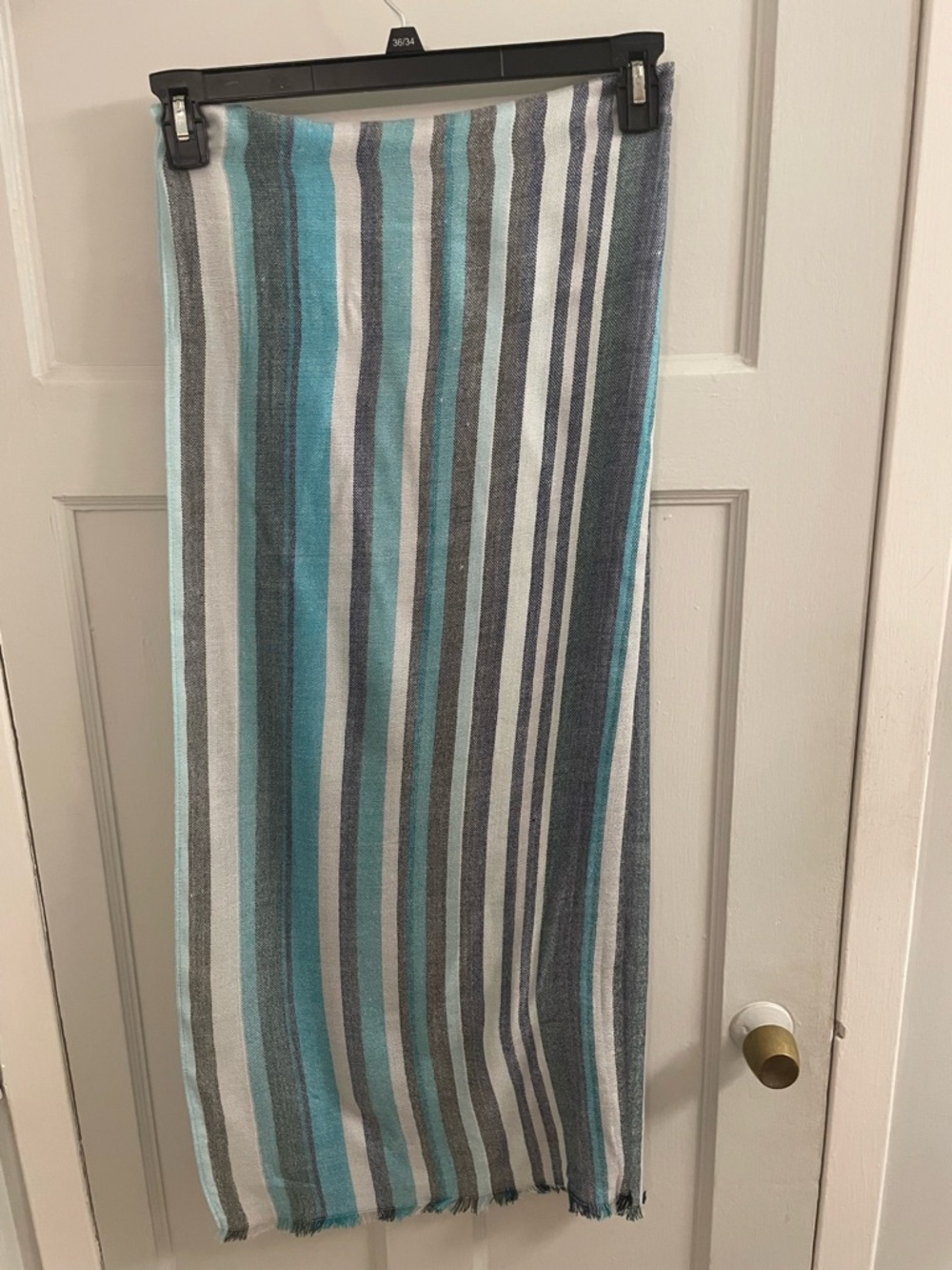 Banana Republic Teal, Gray & White Striped Scarf